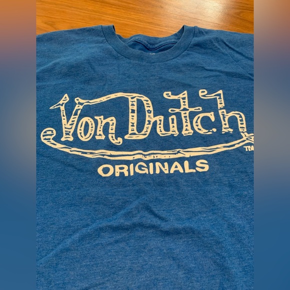 VON DUTCH Originals vintage y2k Blue & white Men's crew graphic t-shirt - Picture 3 of 11